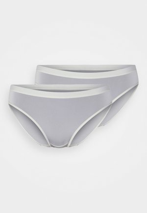 Grijze katoenen damesonderbroek in een blend met een contrasterende witte tailleband. Glad textuur en klassieke snit, verkocht in een verpakking van twee.