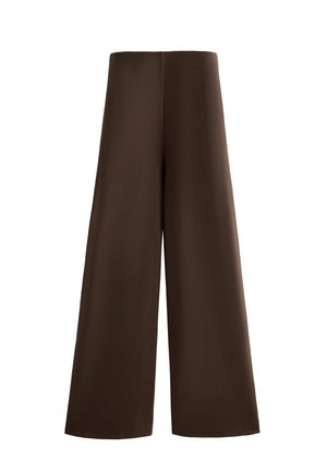 OYSHO SOFT-TOUCH WIDE LEG SIDE-PLEATED - Pantalon classique - dark brown