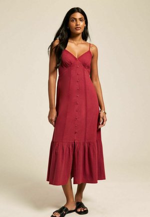BUTTON DETAIL TIERED HEM MIDI - Robe chemise - plum