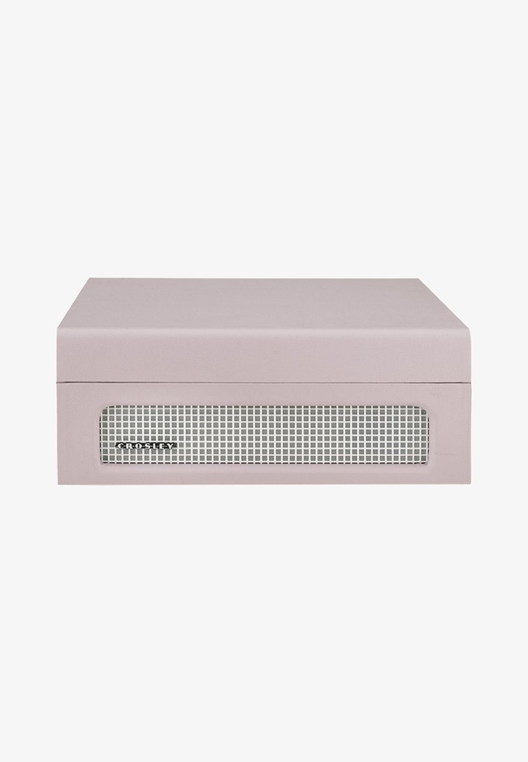 Light pink rectangular storage box with a textured surface, featuring a grid pattern mesh front and a brand logo at the bottom.
