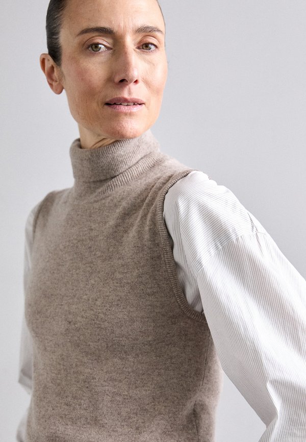 TURTLE NECK VEST - Jumper - beige melange4