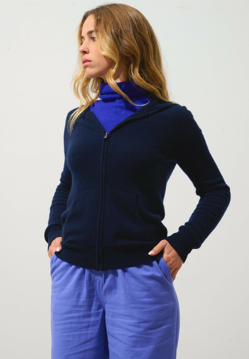 Authentic Cashmere COLOMBIS FULL ZIP WITH HOOD - Kardigan - navy