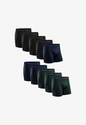 Herre boxershorts i sort, navy og mørkegrøn, der har blødt stof, elastiske taljebånd med "Danish Endurance" branding og standard snit.