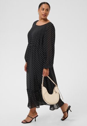 Kaffe Curve, KCMINDA DRESS - Μάξι φόρεμα - black w. white dot