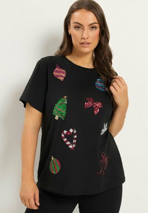 Yours Clothing, PLUS SIZE COTTON T-SHIRTS - T-shirt imprimé - black