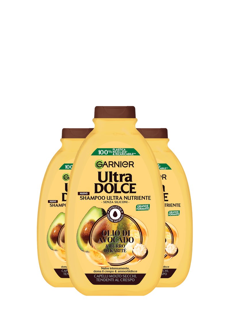 Garnier - ULTRA DOLCE ULTRA DOLCE AVOCADO E KARITÉ, SHAMPOO PER CAPELLI RICCI, MOSSI O CRESPI - 3 PACK - Shampoo, Ingrandire