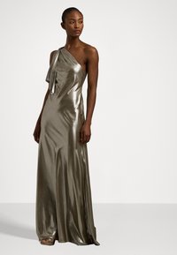 Lauren Ralph Lauren METALLIC CHIFFON ONE-SHOULDER GOWN - Iltapuku - silver