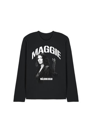 Black long-sleeve shirt with a graphic of a woman carrying arrows, text "MAGGIE" above and "THE WALKING DEAD" below.