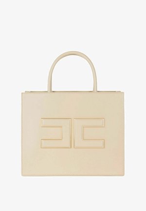 Elisabetta Franchi, MEDIA CON PLACCA LOGO - Bolso de mano - beige