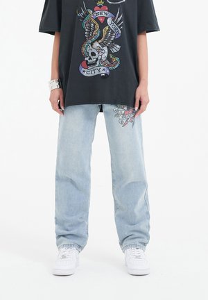 TRUE DEATH DIAMANTE DENIM  - Jeans Straight Leg - bleach