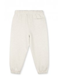 Lichtgrijze sweatpants met een elastische tailleband en cuffed enkels. Heeft een enkele achterzak en een zachte, textuur-geweven stof.