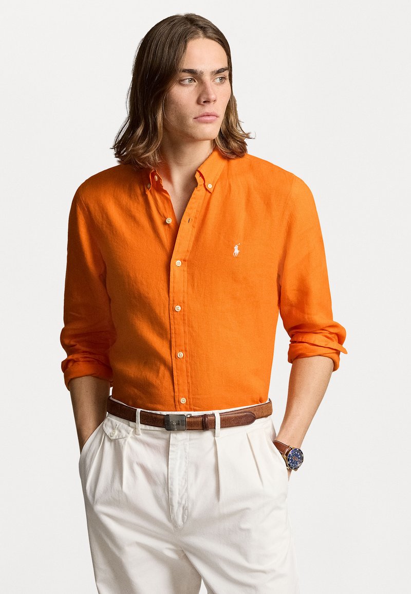 Polo Ralph Lauren SLIM FIT LINEN SHIRT - Majica - bright signal orange