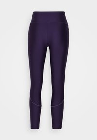 Fioletowe legginsy wykonane z elastycznego materiału, z wysokim stanem i szwami płaskimi. Smukły design z wykończeniem w kształcie łuku.