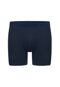 Boxer-briefs bleu marine foncé en tissu doux. Dotés d'une ceinture élastique avec logo et de détails cousus sur les jambes et la poche.