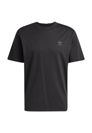 Tricou din bumbac negru, cu mâneci scurte, gât rotund și un logo Adidas tonal pe pieptul stâng. Textură netedă și design unisex.