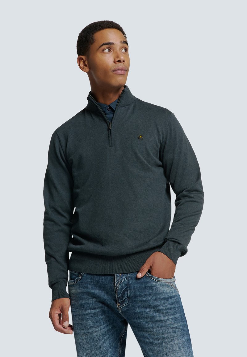 NO EXCESS TIMELESS BASICS HALF-ZIP - Strickpullover - dark blue