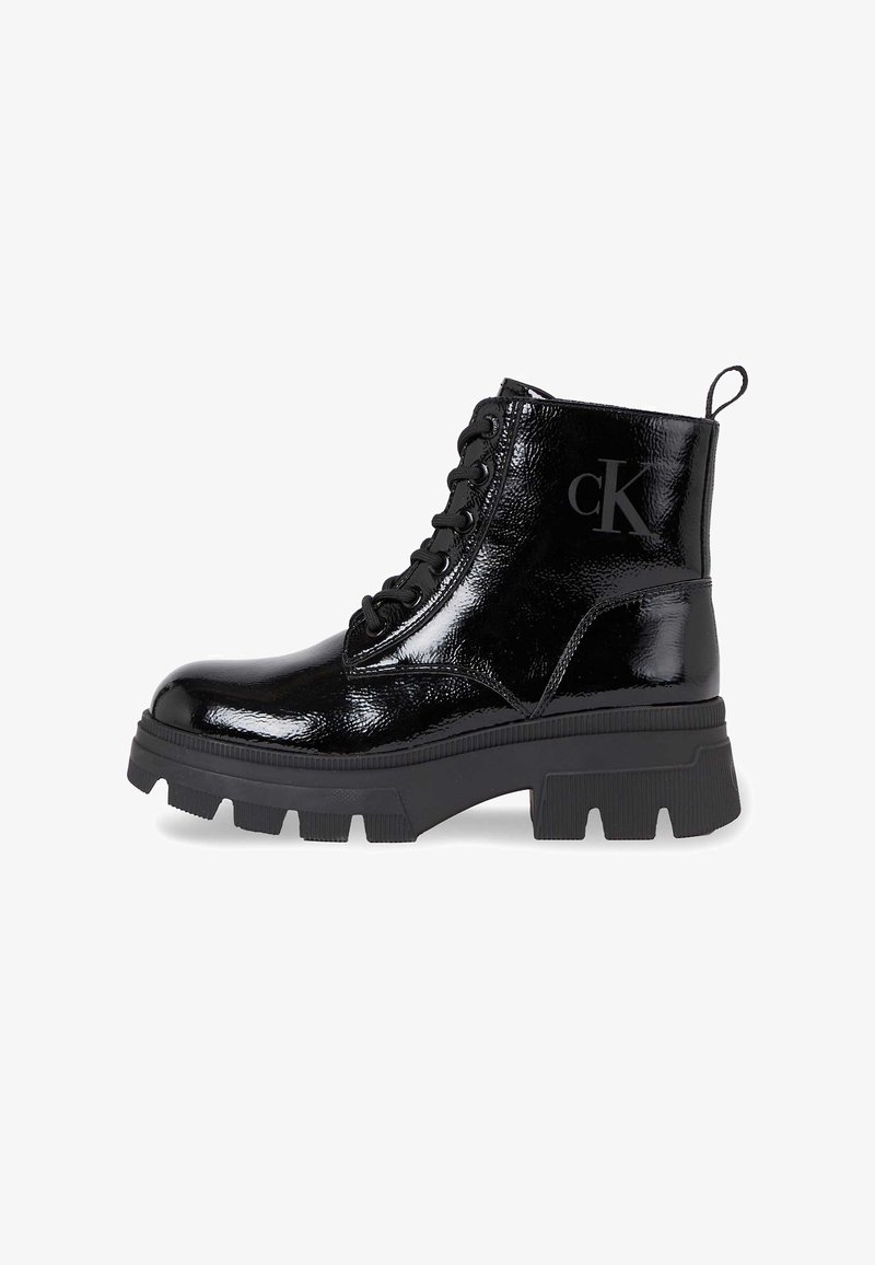 Calvin Klein Jeans CHUNKY COMBAT - Platform ankle boots - triple black ...