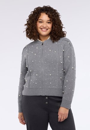 DECORATO CON PERLE - Strickjacke - grigio