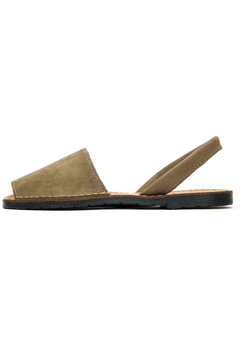 SOLE Macaw Nubuck Menorcan Sandali - Ciabatte Artigianali Verde Smeraldo, Realizzate A Mano, Suola In Gomma