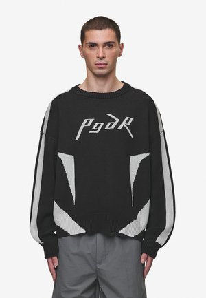 KAZAN BOXY - Stickad tröja - black,light grey