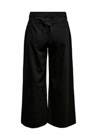 Zwarte denim jeans met wijde pijpen, een hoge taille, twee achterzakken en onafgewerkte zoomranden voor een eigentijdse uitstraling. Geschikt voor casual dragen.