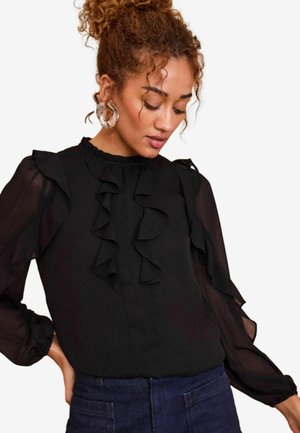 Love & Roses RUFFLE CREW NECK LONG SLEEVE - REGULAR FIT - Blůza - black