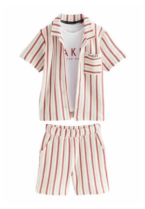 REGULAR FIT - TEXTURED STRIPE SET - T-Shirt print - rust red