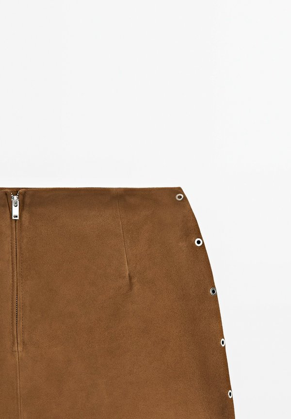 WITH EYELETS - Leather skirt3