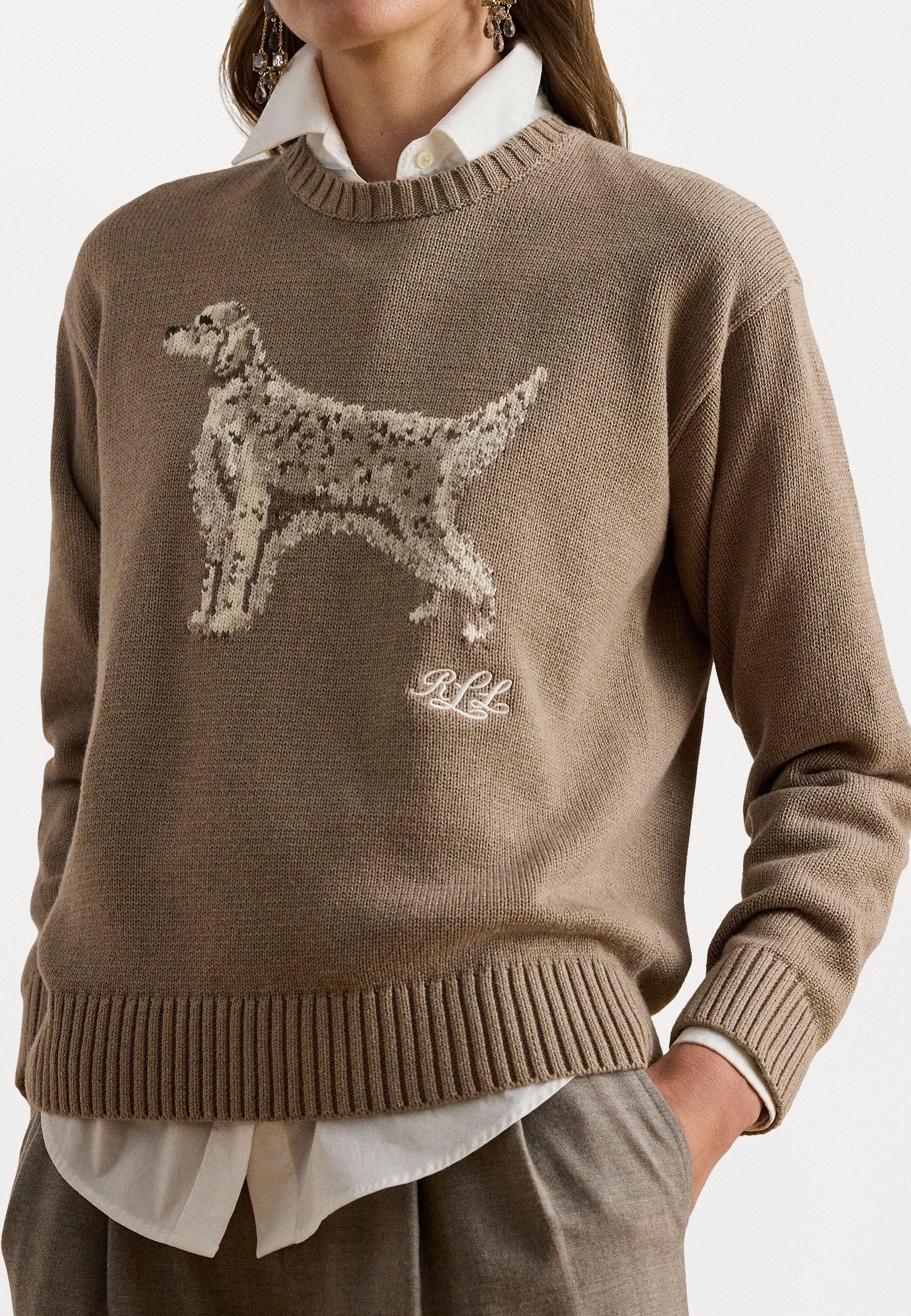 Lauren Ralph Lauren Petite INTARSIA KNIT ENGLISH SETTER SWEATER