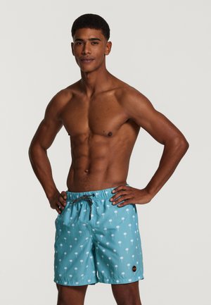 SCRATCHED PALM - Swimming shorts - cameo blue
