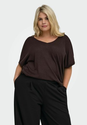 ONLY Carmakoma TOP CARTAMMI TOP - T-shirts basic - black coffee