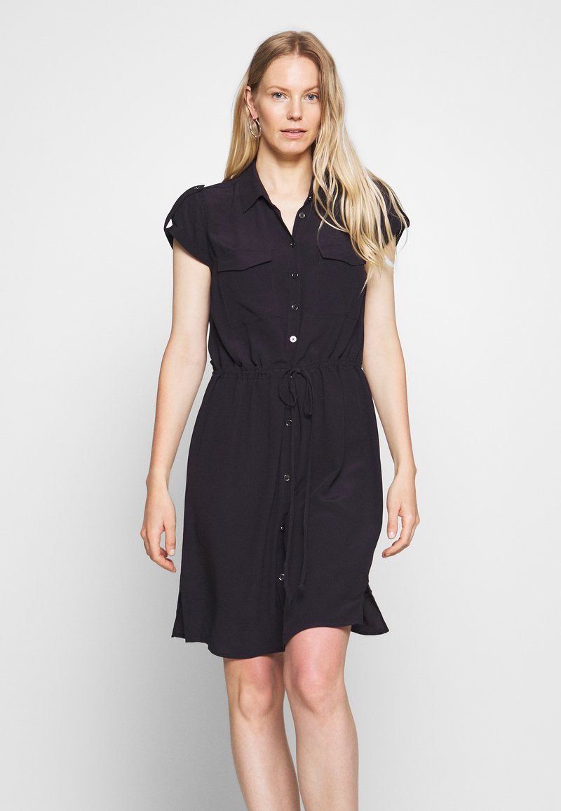Comma Kurzarm Blusenkleid Tinte Dunkelblau Zalando At 