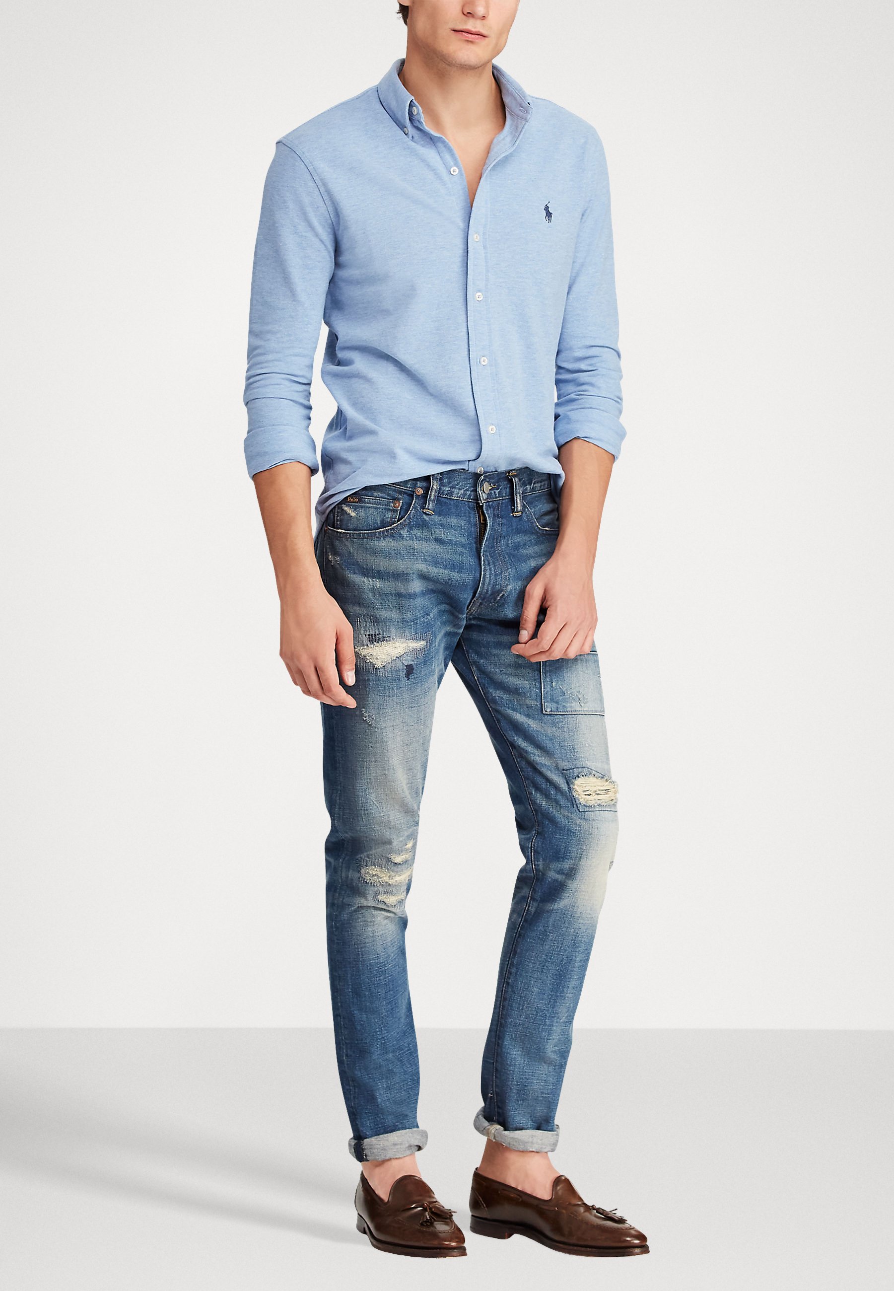 Polo Ralph Lauren FEATHERWEIGHT SHIRT Camisa isle heather/azul