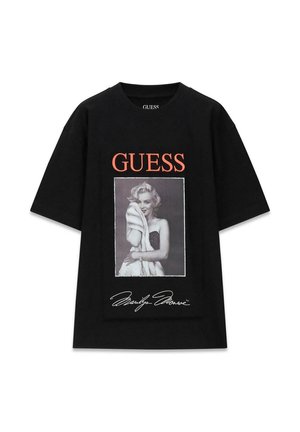 Guess, SS MOCK NK MARILYN OVERSIZE TE - T-shirt imprimé - jblk jet black a