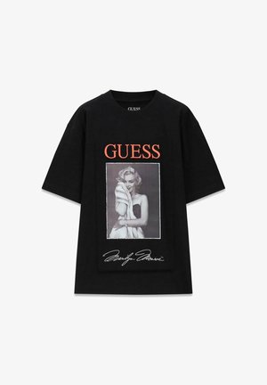Guess, SS MOCK NK MARILYN OVERSIZE TE - T-shirt imprimé - jblk jet black a