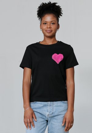 PINK HEART - T-shirt print - black