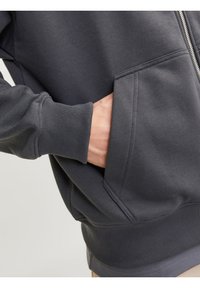 Jack & Jones PREMIUM JPRBLUHARVEY ZIP HOOD UNISEX - Sweat zippé - asphalt