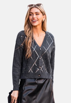 CHIC ARGYLE PATTERNED BUTTON-UP - Cardigan - gunmetal silver