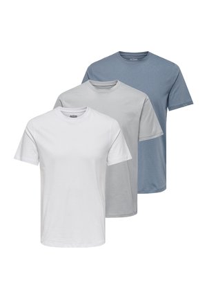 3 PACK - T-Shirt basic - blau weiß grau
