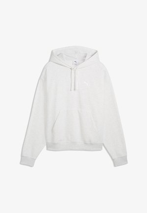Sweat à capuche gris clair, à enfiler, avec poche kangourou à l’avant, cordon de serrage à la capuche, poignets côtelés et logo Puma discret sur la poitrine.