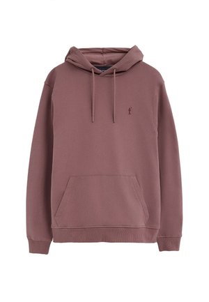 Felpa con cappuccio color malva con tasca marsupio frontale, cappuccio con coulisse, polsini e orlo a costine, con un piccolo logo ricamato di un golfista sul petto.