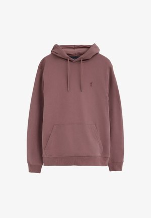 Felpa con cappuccio color malva con tasca marsupio frontale, cappuccio con coulisse, polsini e orlo a costine, con un piccolo logo ricamato di un golfista sul petto.