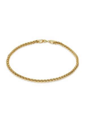 Goldene Kettenhalskette mit gedrehtem Seildesign und Karabinerverschluss, dargestellt auf weißem Hintergrund.
