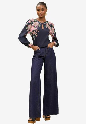 Lipsy REGULAR FIT - PRINTED KEYHOLE - Top s dlouhým rukávem - black