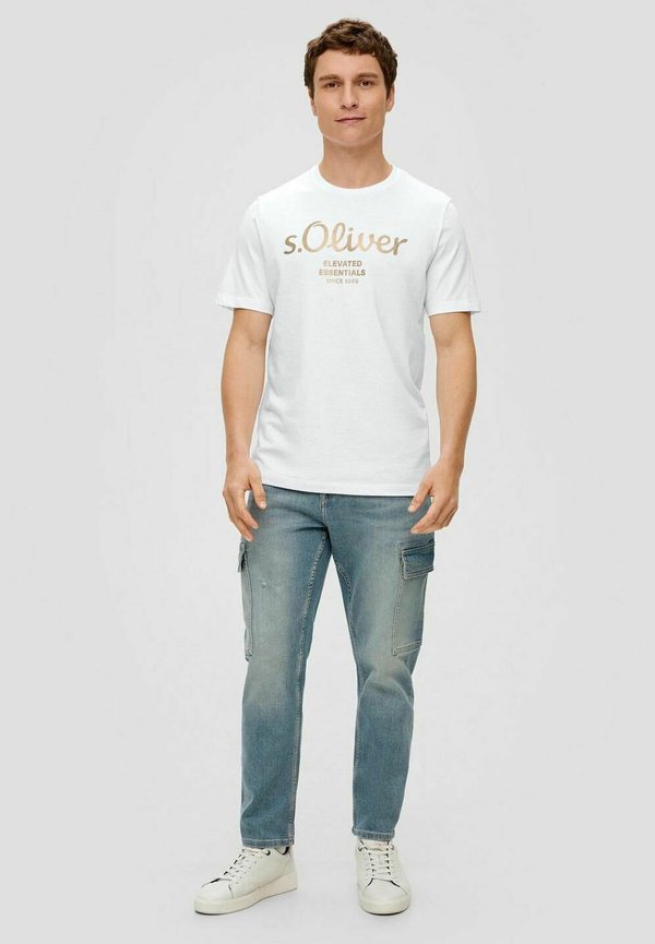 KURZARM - T-Shirt print - weiß gold