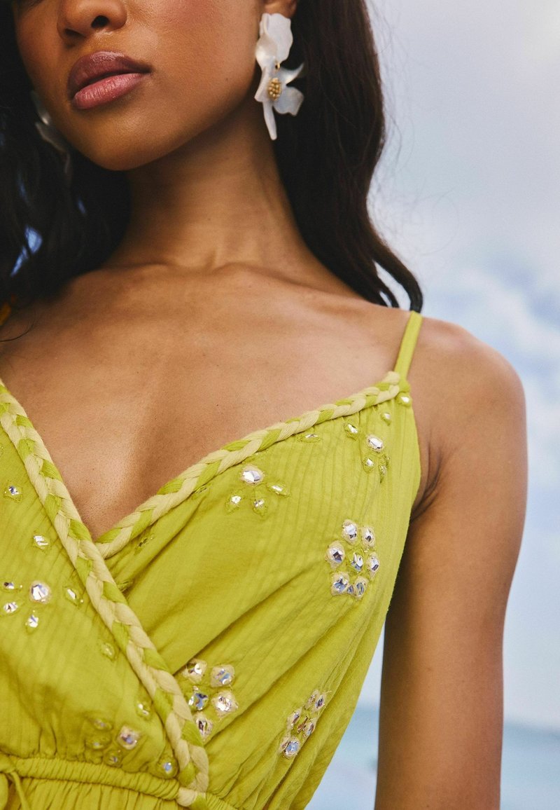 green sequin dress shoes Ruched V-Neck Cami Dress – Charming Charlie