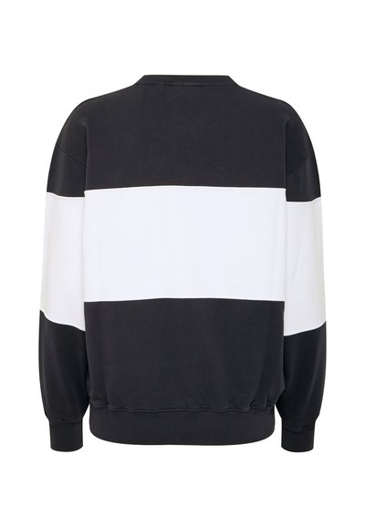 Sudadera negro y blanco de manga larga, con rayas horizontales en la parte de atrás, cuello y puños de canalé. Confeccionada en una mezcla de algodón.