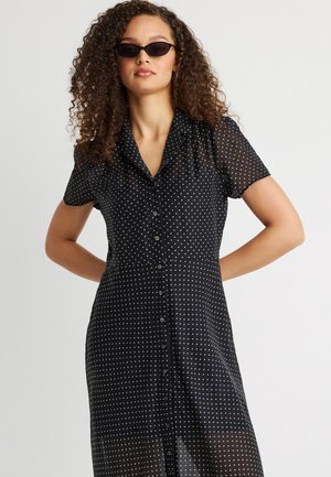 SHEER MIDI SHIRTDRESS - Blusenkleid - black
