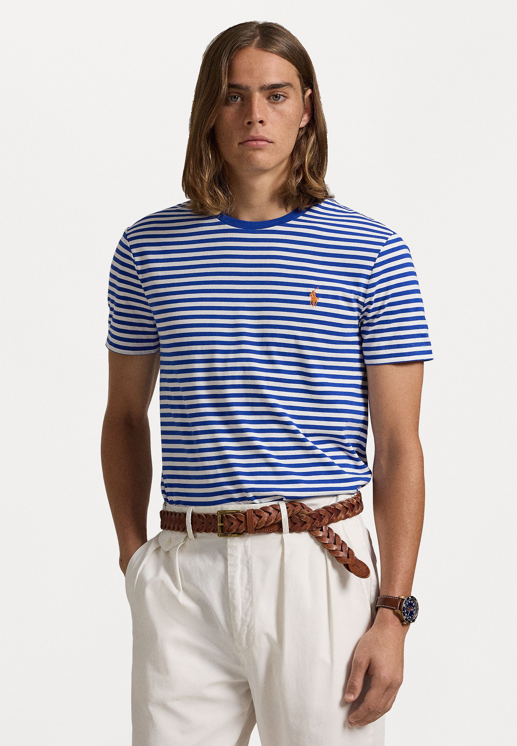 ★★POLO RALPH LAUREN★★ Custom Slim Fit Striped Jersey T-S Custom Slim Fit Striped Jersey T-Shirt for Men | Ralph
