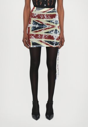 LARGE UNION JACK PRINT RUCHED SKIRT - Mini sijonas - red